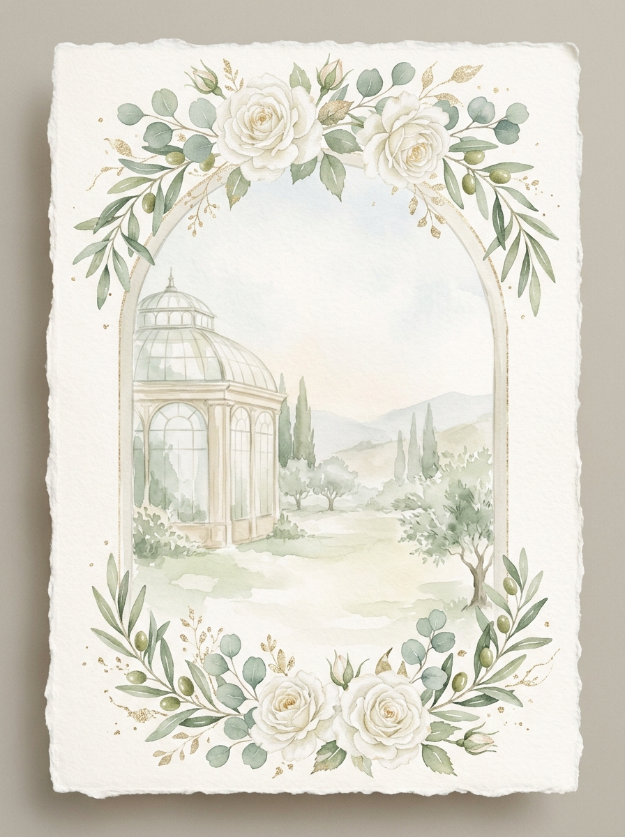 Watercolor Botanical Conservatory Arch Preview